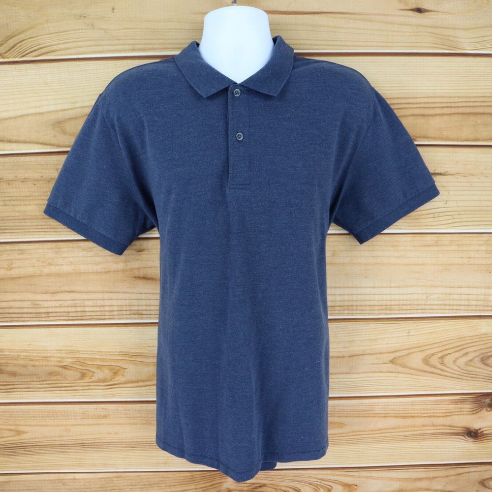 Eddie Bauer Polo Golf Shirt Mens XL Dark Blue Cotton Blend Collared Short Sleeve